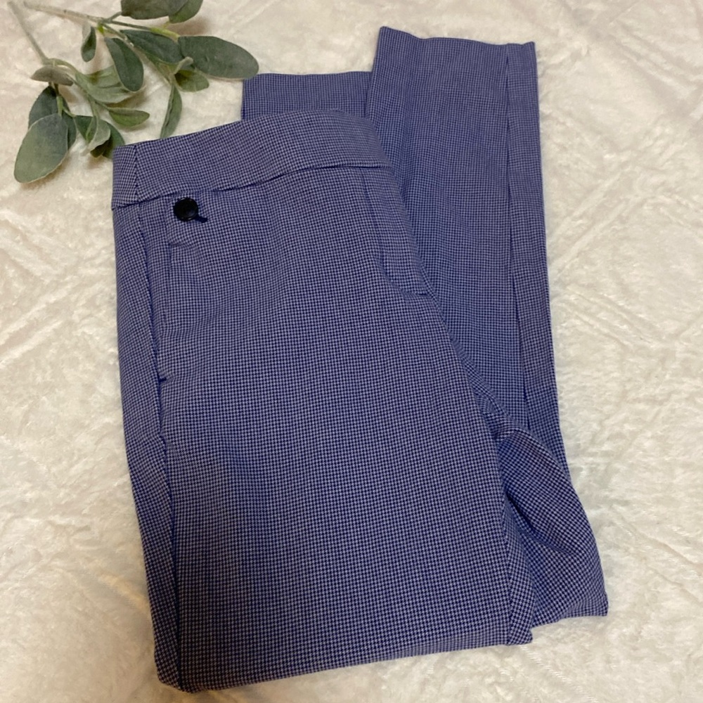 LOFT Marisa Blue & White Houndstooth Ankle Pants 4 - Picture 1 of 6